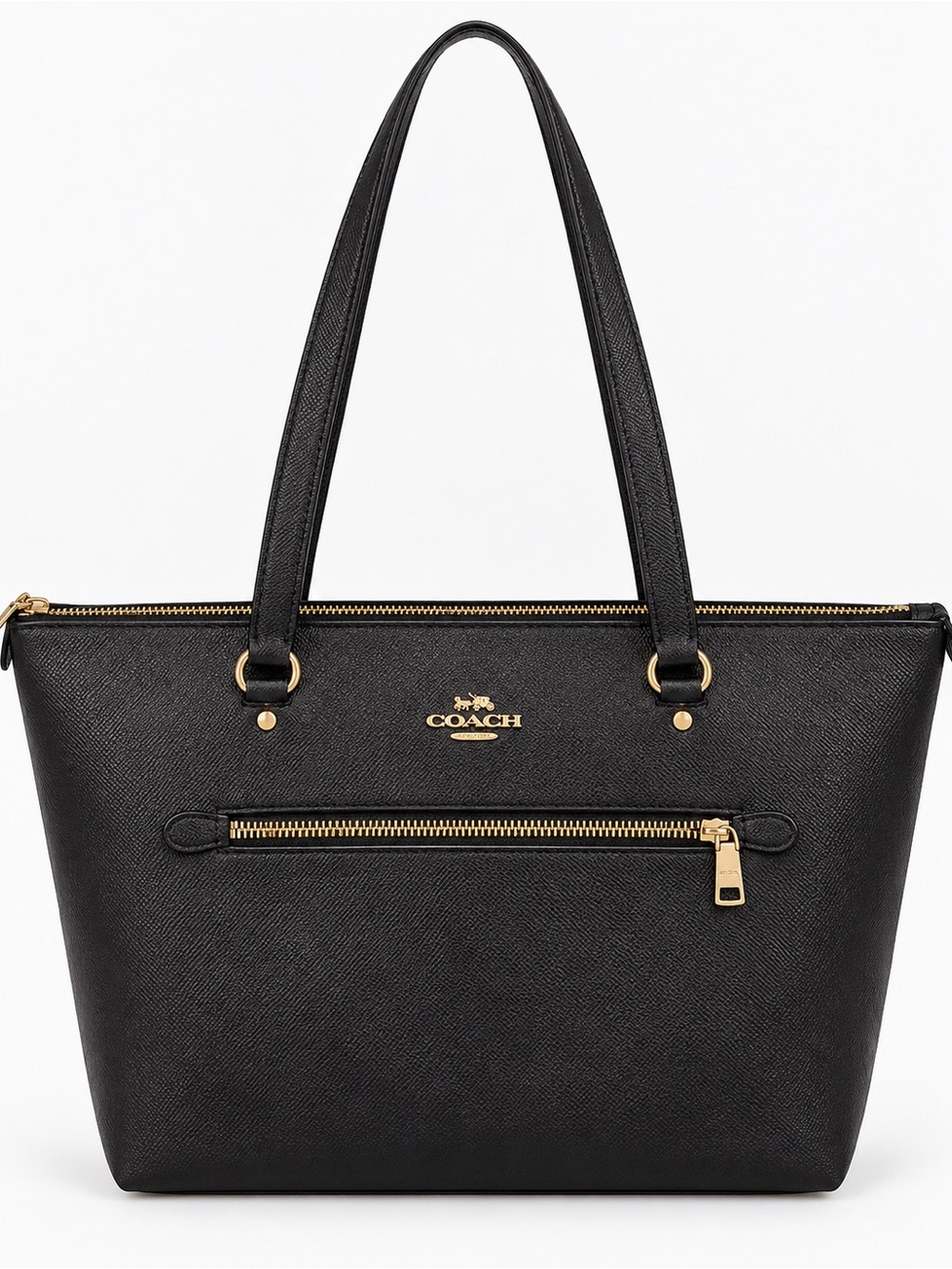 Coach Black Saffiano Leather Tote with Gold Hardware